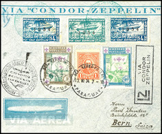 1934, 10. Südamerikafahrt, Paraguayische Post, R-Brief Mit U.a. 4,50 P. (2) Und 13,50 P.  Zeppelinmarken 1934 Sowie Alle - Other & Unclassified