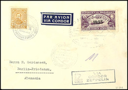 1935, 3. Südamerikafahrt, Paraguayische Post, Brief Mit U.a. 22,50 P. Zeppelinmarke 1935 Sowie Allen Stempeln Nach Deuts - Other & Unclassified