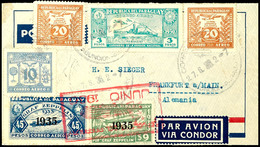 1936, 7. Südamerikafahrt, Paraguayische Post, R-Brief Mit U.a. 9 P. Und 45 P. Zeppelinmarken 1935 Sowie Allen Stempeln N - Altri & Non Classificati