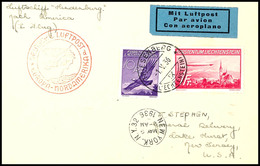 1936, 1. Nordamerikafahrt, Liechtensteinische Post, 1 Fr. Und 2 Fr. Sondermarken Auf Karte Bzw. R-Brief Mit Allen Stempe - Other & Unclassified