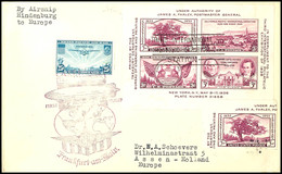 1936, 1. Nordamerikafahrt, Amerikanische Post, Brief Mit Tipex-Block Und Maschinenankunftsstempel Von Friedrichshafen, P - Altri & Non Classificati