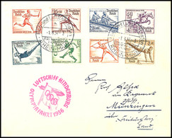 1936, Olympiafahrt, Auflieferung Frankfurt, Brief Mit Kpl. Sondermarkensatz, Leichte Randspuren, Katalog: Si.427Ba BF - Other & Unclassified