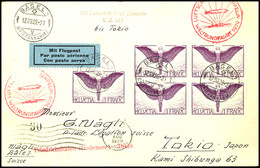 Schweiz: 1929, Weltrundfahrt, Friedrichshafen - Tokio, Brief Aus BASEL 12.VIII. Mit Mehrfachfrankatur 1 Fr. Flugpost (5) - Andere & Zonder Classificatie