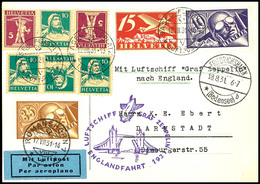 Schweiz: 1931, Englandfahrt, Auslieferung Friedrichshafen, Karte Aus BASEL 12.VIII. Mit Bunter Frankatur (ein Wert In RO - Altri & Non Classificati