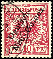 10 Pfg Lilarot, Gest., Gepr. Jäschke-L.BPP, Mi. 180.-, Katalog: 3b O - German New Guinea