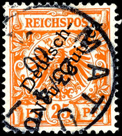 25 Pfg. Dunkelorange Mit Plattenfehler "I In REICHSPOST Oben Gespalten", Gestempelt "MATUPI 23/400", Tadellos, Fotobefun - Nuova Guinea Tedesca