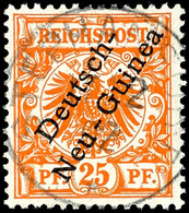 25 Pfg. Dunkelorange Mit Plattenfehler "I In REICHSPOST Rechts Oben Ausgebrochen", Gestempelt Mit Echtem, Jedoch Nach De - German New Guinea