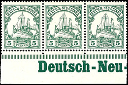 5 Pfg. Kaiseryacht, Waagerechter 3 Er - Streifen Vom Bogenunterrand Mit Inschrift "Deutsch - Neu -", Postfrisch, Katalog - German New Guinea