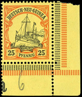 25 Pfg. Kaiseryacht Aus Der Rechten Unteren Bogenecke, Postfrisch, Katalog: 11 ** - German New Guinea
