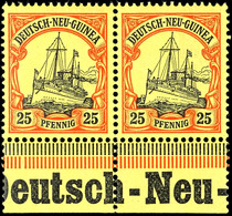 25 Pfg. Kaiseryacht, Waagerechtes Paar Vom Bogenunterrand Mit Inschrift "Deutsch- Neu -", Postfrisch, Katalog: 11 ** - German New Guinea
