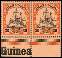 30 Pfg. Kaiseryacht, Waagerechtes Paar Vom Bogenunterrand Mit Inschrift "Guinea", Postfrisch, Katalog: 12 ** - German New Guinea