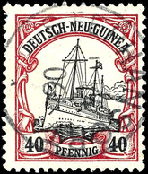 40 Pfg. Mit Plattenfehler I, Gestempelt, Zahnfehler, Geprüft Dr. Provinsky BPP, Mi. 350.-, Katalog: 13I O - German New Guinea