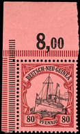 80 Pfg. Kaiseryacht Aus Der Linken Oberen Bogenecke, Postfrisch, Katalog: 15 ** - German New Guinea