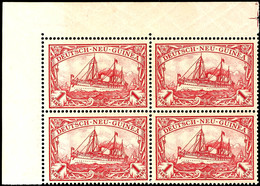 1 M. Kaiseryacht, 4 Er - Block Aus Der Linken Oberen Bogenecke, Postfrisch, Katalog: 16 ** - German New Guinea