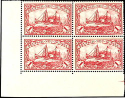 1 M. Kaiseryacht, 4 Er - Block Aus Der Linken Unteren Bogenecke, Postfrisch, Katalog: 16 ** - German New Guinea