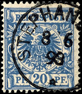 20 Pfg. Krone/Adler Lebhaftgrauultramarin Gestempelt "STEPHANSORT 8/6 93", Kabinett, Sehr Seltene Verwendung Der 48 Bb I - Deutsch-Neuguinea