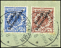 BERLINHAFEN 3/8 10, Je Klar Auf Briefstück 20 Und 50 Pfg Krone/Adler, Katalog: 4,6 BS - German New Guinea