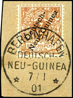 BERLINHAFEN 7/1 01, Klar Auf Briefstück 3 Pfg Krone/Adler Hellockerbraun, Katalog: 1b BS - Deutsch-Neuguinea