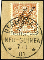 BERLINHAFEN 7/1 01, Klar Auf Briefstück 3 Pfg Krone/Adler Hellockerbraun, Katalog: 1b BS - Nuova Guinea Tedesca