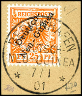 BERLINHAFEN 7/1 01, Klar Auf Briefstück 25 Pfg Krone/Adler Dunkelorange, Katalog: 5b BS - German New Guinea