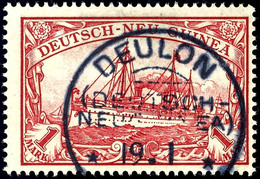 DEULON 19.1, Klar Und Zentr. Auf 1 Mk. Schiffszeichnung, Katalog: 16 O - Deutsch-Neuguinea