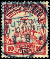 FINSCHHAFEN 7/8 14, Klar Und Zentr. Auf 10 Pfg Kaiseryacht, Kriegsdatum!, Katalog: 9 O - Nuova Guinea Tedesca