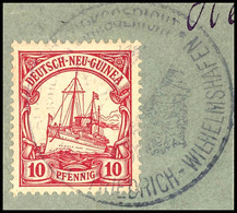 FRIEDRICHS-WILHELMSHAFEN, Dienstsiegel Als Entwertung Auf Briefstück 10 Pfg Schiffszeichnung, Katalog: 9 BS - German New Guinea