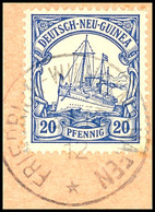 FRIEDRICHS-WILHELMSHAFEN 22/10 12, Klar Auf Postanweisungsausschnitt 20 Pfg Schiffszeichnung, Katalog: 10 BS - German New Guinea