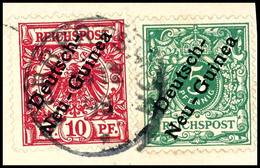 HERBERTSHÖH 14 12 98, Klar Auf Briefstück 5 Und 10 Pfg Schiffszeichnung, Katalog: 2,3a BS - German New Guinea