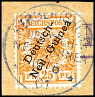 HERBERTSHÖHE 10/6 01, Blau, Klar Und Zentr. Auf Briefstück 25 Pfg Krone/Adler, Katalog: 5a BS - German New Guinea