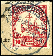 HERBERTSHÖHE 23/11 09, Klar Und Zentr. Auf Paketkartenausschnitt 10 Pfg Schiffszeichnung, Katalog: 9 BS - German New Guinea