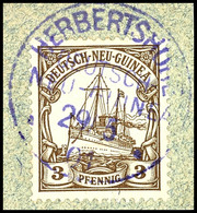 HERBERTSHÖHE 29/5 01, Violett, Klar Und Zentr. Auf Briefstück 3 Pfg Schiffszeichnung, Katalog: 7 BS - German New Guinea