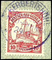 HERBERTSHÖHE 29/5 01, Violett, Klar Und Zentr. Auf Briefstück 10 Pfg Schiffszeichnung, Gepr. Bothe 'BPP, Katalog: 9 BS - German New Guinea