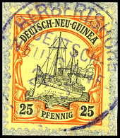 HERBERTSHÖHE 29/5 01, Violett, Klar Und Zentr. Auf Briefstück 25 Pfg Schiffszeichnung, Katalog: 11 BS - German New Guinea