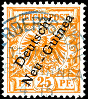 HERBERTSHÖHE 4/15(01), Blau, Tag/Monat Vertauscht, Klar Und Zentr. Auf 25 Pfg Krone/Adler, Gepr. Jäschke-L. BPP, Katalog - German New Guinea