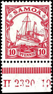 10 Pfg. Kaiseryacht Vom Bogenunterrand Mit HAN "H 2320 . 19", Postfrisch, Katalog: 22HAN ** - Samoa