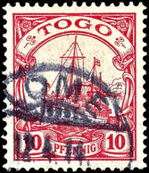 10 Pfg. Kaiseryacht, Gestempelt "LOME 12.4.14", Geprüft Steuer BPP, Mi. 140.-, Katalog: 22 O - Togo