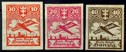 10 Pfg, 20 Pfg Und 40 Pfg Flugpost 1924, Abart "ungezähnt", Tadellos Ungebraucht, Mi. 200.-, Katalog: 202/04U * - Altri & Non Classificati