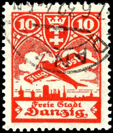 10 Pfg Flugpost Mit Plattenfehler I, Zentrisch Bedarfsgestempelt DANZIG 7.6.32, Tadellos, Fotobefund Dr. Oechsner BPP (2 - Altri & Non Classificati