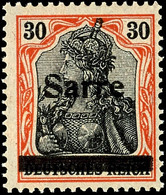 30 Pfg Germania Auf Orangeweißem Papier Mit Aufdruck "Sarre" In Type I, Tadellos Postfrisch, Fotoattest Braun BPP (2016) - Altri & Non Classificati