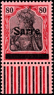 80 Pfg Germania Mit Aufdruck "Sarre" In Type I, Aufdruckfehler D "Balkenteilung Senkrecht 3/4 Zu 1/4" Mit Unterrand, Tad - Altri & Non Classificati