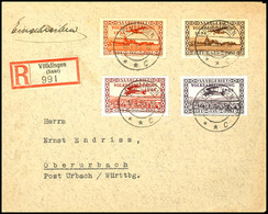 50 C. - 5 Fr. Flugpost-Volksabstimmung, 4 Werte Komplett Auf R-Satzbrief Von "VÖLKLINGEN 13.1.35" Nach Oberurbach Mit An - Altri & Non Classificati