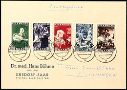 12 Fr. Bis 50 Fr. Volkshilfen 1951 Als (nachbeschrifteter) Blanko-Satz-FDC Mit Entwertung "ENSDORF 3.11.51", Tadellose E - Other & Unclassified