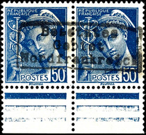 50 C. Freimarke Blau, Waagerechtes Paar Mit Aufdruck In Type I, Tadellos Postfrisch U. A. Sign. Und Fotoattestkopie Kris - Sonstige & Ohne Zuordnung