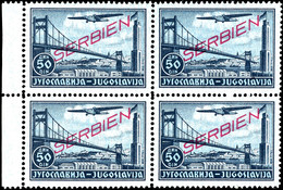 0,50 D. - 50 D. Flugpost, Komplett In Postfrischen 4er  - Blocks, Alle Vom Bogenrand, Mi. 1.200.-, Katalog: 16/25 ** - Serbia