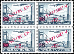 1 D. - 12 D. Flugpost, Komplett In Postfrisch, 4er - Blocks, Mi. 480.-, Katalog: 26/30 ** - Servië