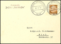 1939, Marineschiffspost-Stpl. DEUTSCHE KRIEGSMARINE Nr. 40 Vom 18.7.39 Sowie Mit Stpl. "Kommando / Zerstörer "Karl Galst - Altri & Non Classificati