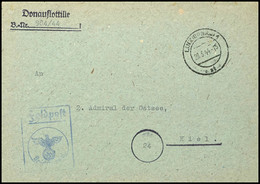 1944, Kriegsmarine, Feldpost-Dienst-Brief An 2. Admiral Der Ostsee In Kiel Mit Aufgabe-Stpl. LINZ (DONAU) 1 Vom 28.3.44  - Altri & Non Classificati