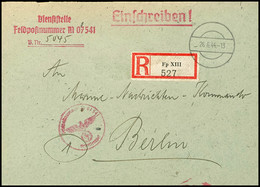 1944, Kriegsmarine, Feldpost-R-Brief An Das Marine-Nachrichten-Kommando In Berlin Mit Stummen Aufgabe-Stpl. Vom 26.6.44  - Altri & Non Classificati