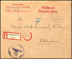 1944, Kriegsmarine, Feldpost-R-Brief An Das Marine-Oberkommando Nordsee In Wilhelmshaven Mit Stummen Aufgabe-Stpl. Vom 8 - Other & Unclassified
